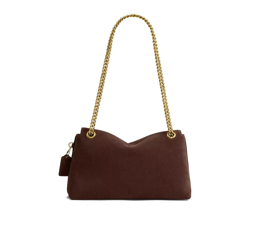 Coach Women's Chelsea Shoulder Bag 30 With Chain Suede/Brass/Dark Chocolate