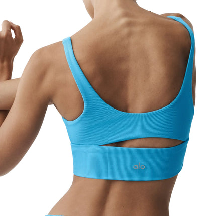 alo Women's Slit Bra Azure Blue
