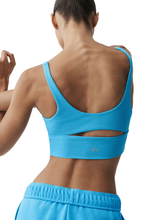 alo Women's Slit Bra Azure Blue