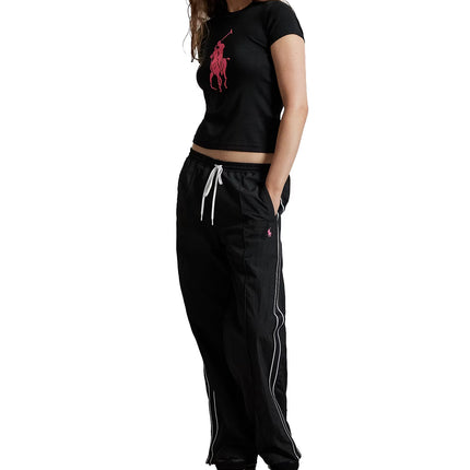 Polo Ralph Lauren Women's Pink Pony Cotton Crewneck Tee Polo Black