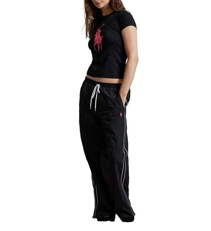 Polo Ralph Lauren Women's Pink Pony Cotton Crewneck Tee Polo Black