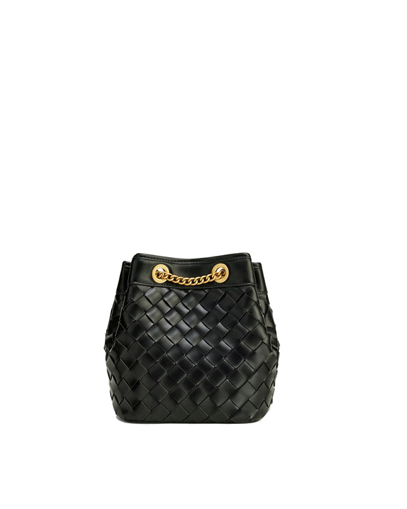 JW PEI Women's Yara Hand Woven Bucket Bag Black