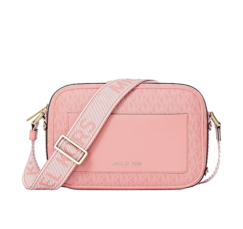 Michael Kors Women's Maeve Large Signature Logo Crossbody Bag Primrose/Gold