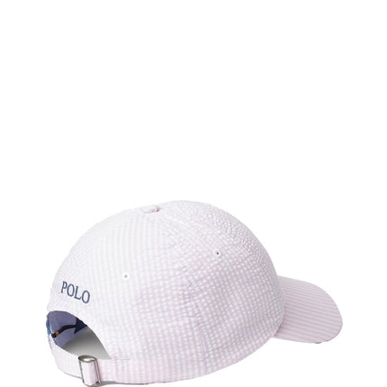 Polo Ralph Lauren Unisex Seersucker Ball Cap Carmel Pink Seersucker