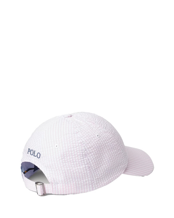 Polo Ralph Lauren Unisex Seersucker Ball Cap Carmel Pink Seersucker
