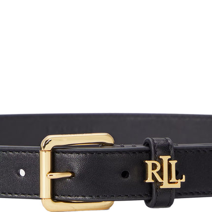 Polo Ralph Lauren Women's Logo-Keeper Leather Skinny Belt Black