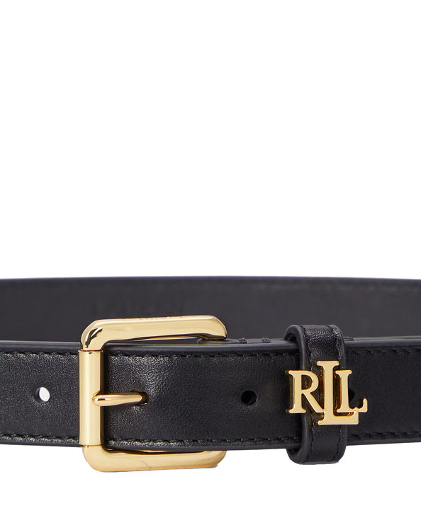 Polo Ralph Lauren Women's Logo-Keeper Leather Skinny Belt Black