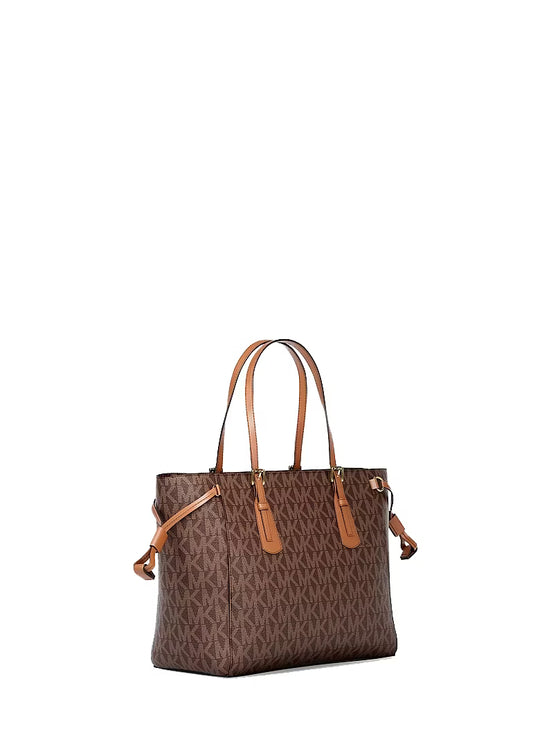 Michael Kors Women's Voyager Extra-Small Signature Logo Convertible Crossbody Bag Brown/Gold