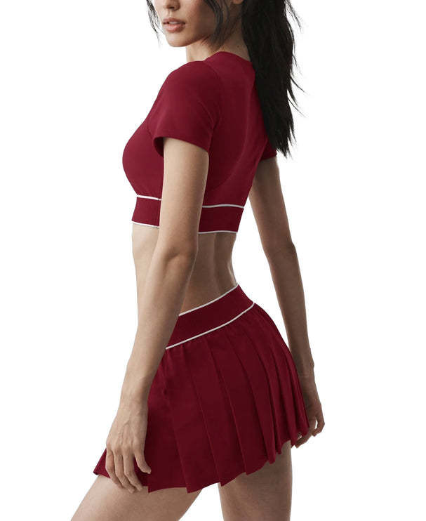 alo Women's ALO Softsculpt Amp It Up Short Sleeve Bra Summer Romance Red