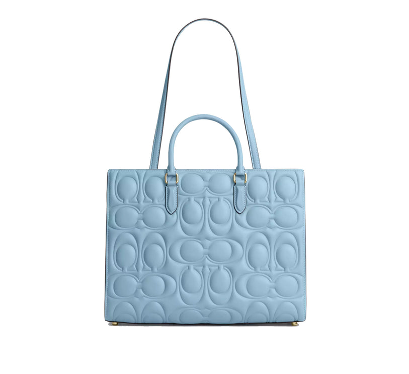 Coach Women's Maggie Tote Bag In Signature Leather Gold/Azure