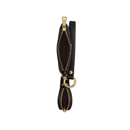 Coach Women's Wristlet And Heart Pouch In Signature Canvas With Charm Gold/Walnut/Black