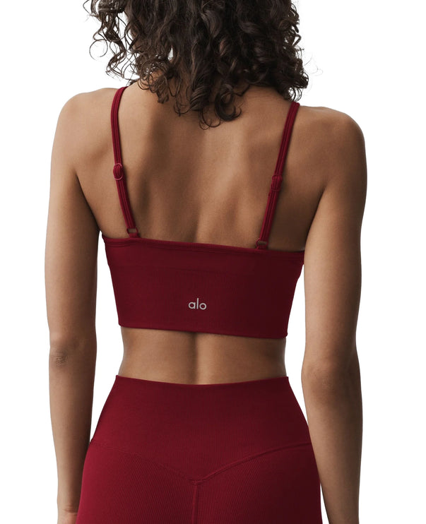 alo Women's Seamless Modal Ribbed Delight Bralette Summer Romance Red