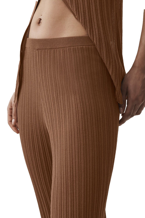 alo Women's Sweater High-Waist Sunlit Straight Leg Pant Sun Kissed Brown