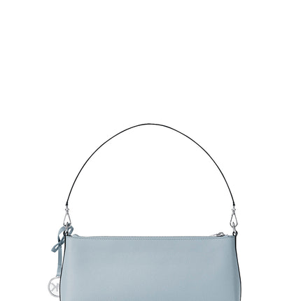 Michael Kors Women's Carson Small Pebbled Leather Convertible Crossbody Bag Pale Ocean/Silver