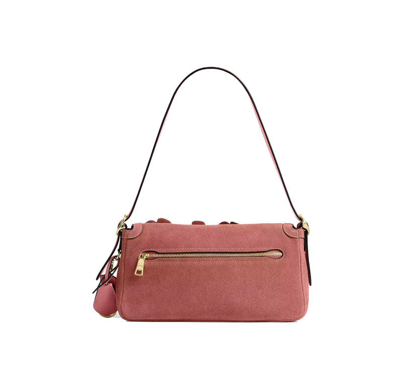 Coach Women's Etta Small Flap Shoulder Bag With Floral Applique Gold/Blush Pink