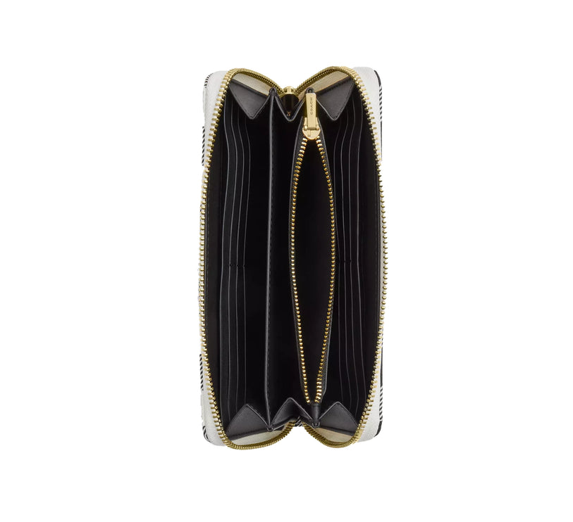Coach Women's Long Zip Around Wallet With Gingham Print Gold/Black Multi