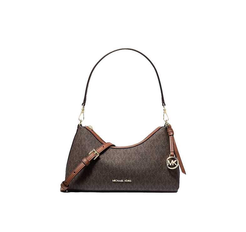 Michael Kors Women's Sammy Small Signature Logo Convertible Crossbody Bag Brown/Gold