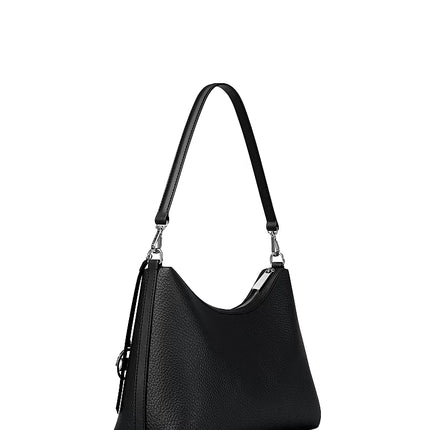 Michael Kors Women's Sammy Medium Pebbled Leather Convertible Shoulder Bag Black/Silver