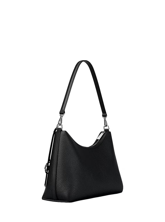 Michael Kors Women's Sammy Medium Pebbled Leather Convertible Shoulder Bag Black/Silver