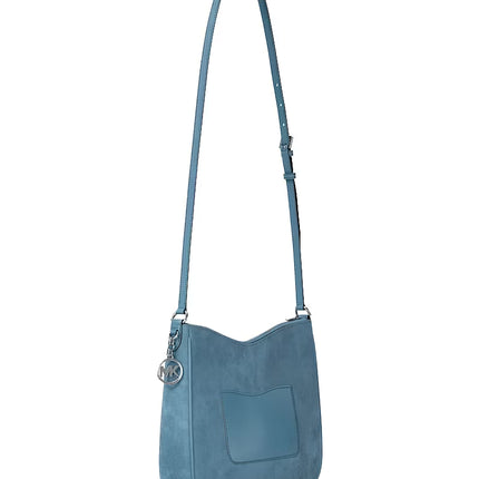 Michael Kors Women's Nayla Medium Suede Messenger Bag Denim/Silver
