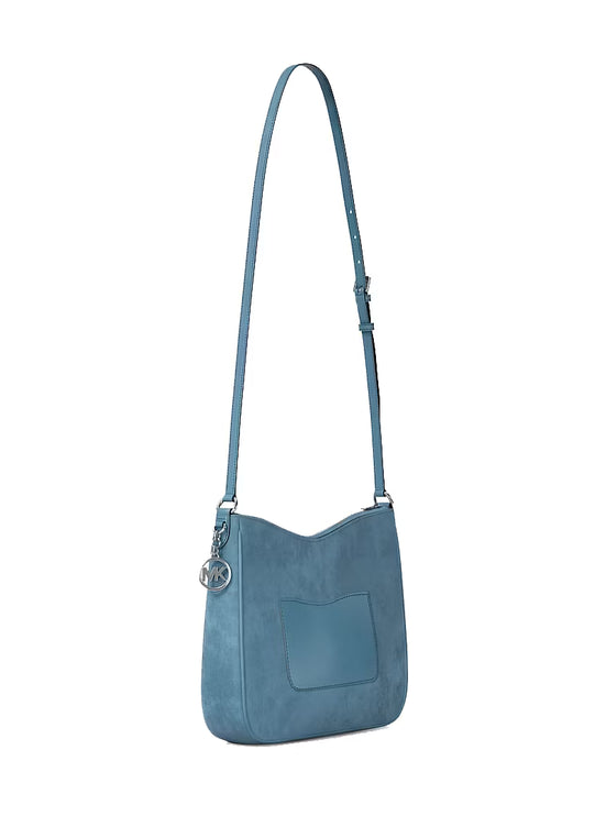 Michael Kors Women's Nayla Medium Suede Messenger Bag Denim/Silver