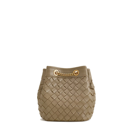 JW PEI Women's Yara Hand Woven Bucket Bag Burgundy Taupe