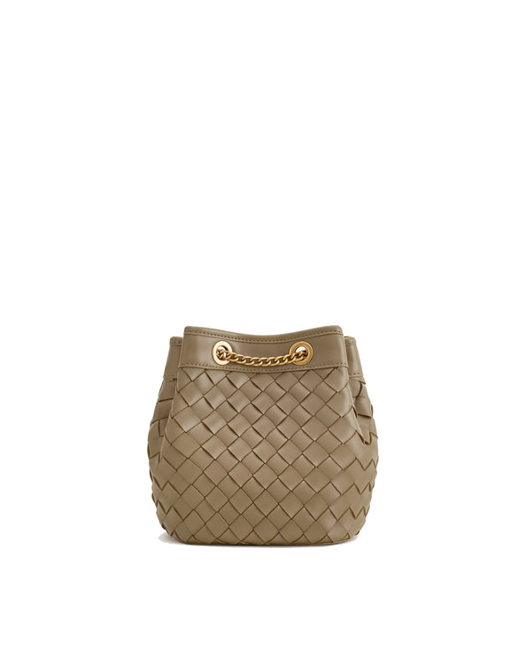 JW PEI Women's Yara Hand Woven Bucket Bag Burgundy Taupe