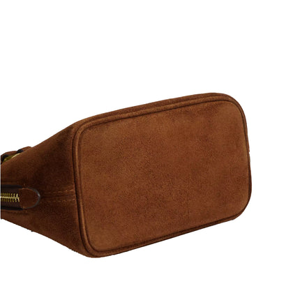 Coach Women's Lara Mini Satchel Bag Suede/Gold/Warm Brown
