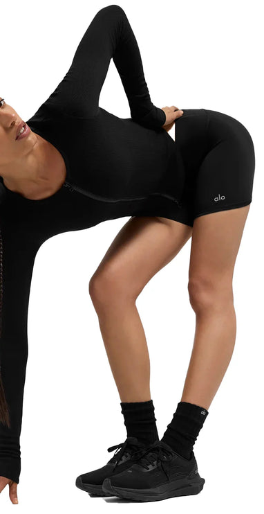 alo Women's Ribbed Stardust Long Sleeve - Black