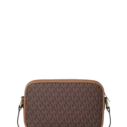 Michael Kors Women's Jet Set Travel Large Signature logo Camera Crossbody Bag Brown/Gold