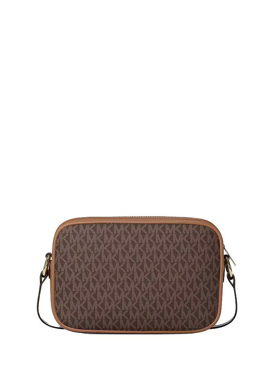 Michael Kors Women's Jet Set Travel Large Signature logo Camera Crossbody Bag Brown/Gold