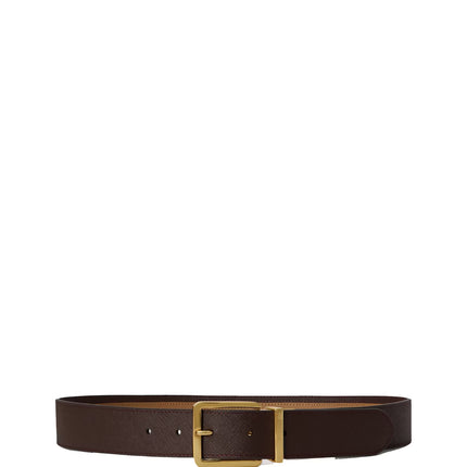 Polo Ralph Lauren Women's Two-Tone Reversible Crosshatch Belt Camel/Chestnut Brown