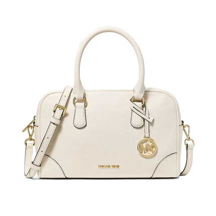 Michael Kors Women's Thompson Pebbled Leather Satchel Bag Light Cream/Gold