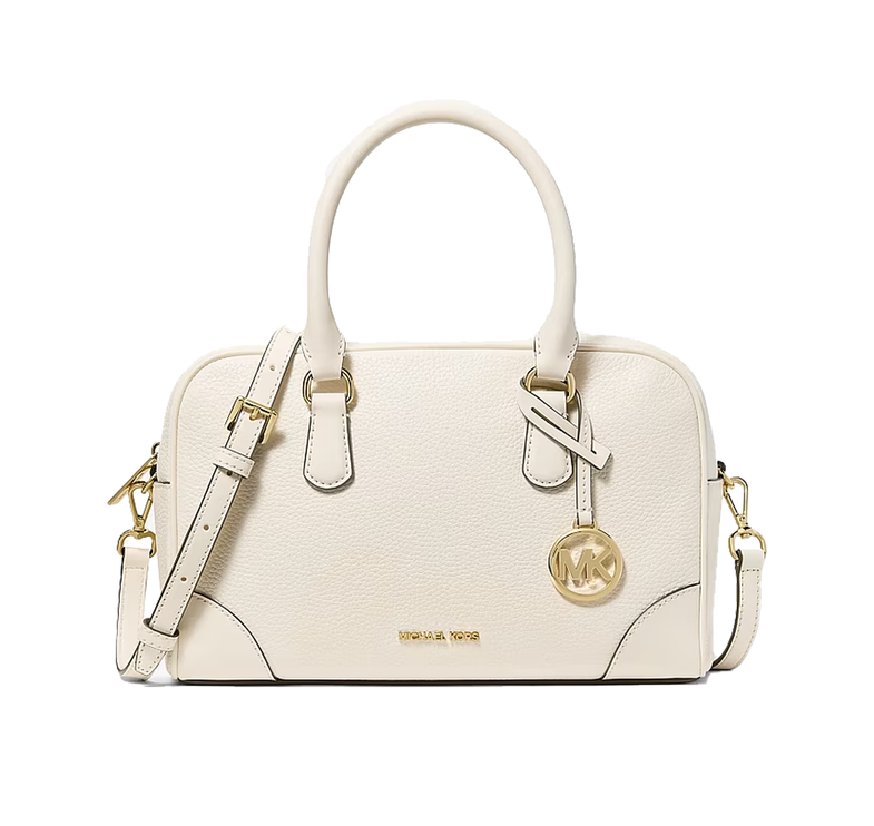 Michael Kors Women's Thompson Pebbled Leather Satchel Bag Light Cream/Gold