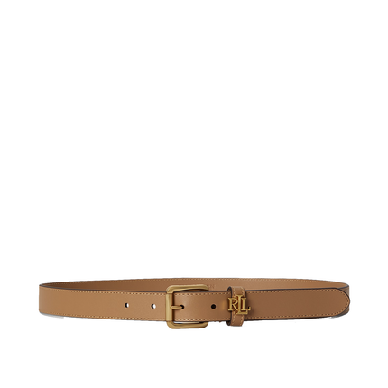 Polo Ralph Lauren Women's Logo-Keeper Leather Skinny Belt Camel