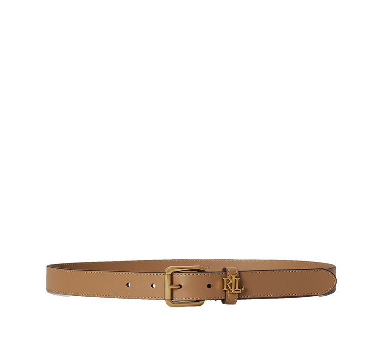 Polo Ralph Lauren Women's Logo-Keeper Leather Skinny Belt Camel