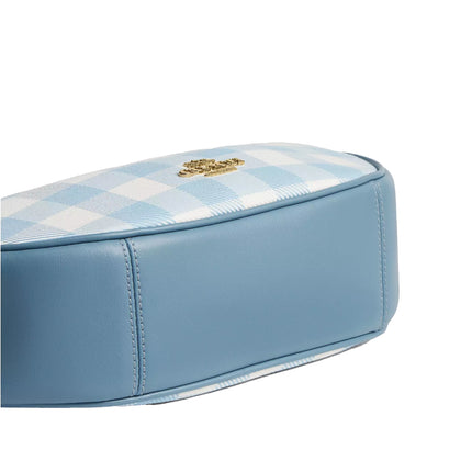 Coach Women's Emily Shoulder Bag With Gingham Print And Charm Gold/Blue Multi