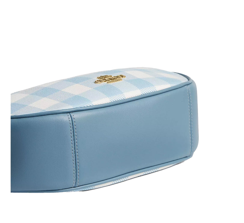 Coach Women's Emily Shoulder Bag With Gingham Print And Charm Gold/Blue Multi