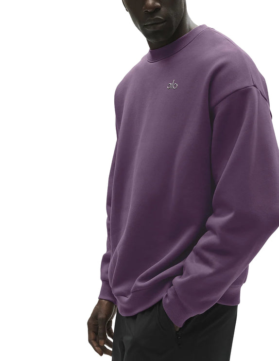 alo Men's Accolade Crew Neck Pullover Plum Kiss