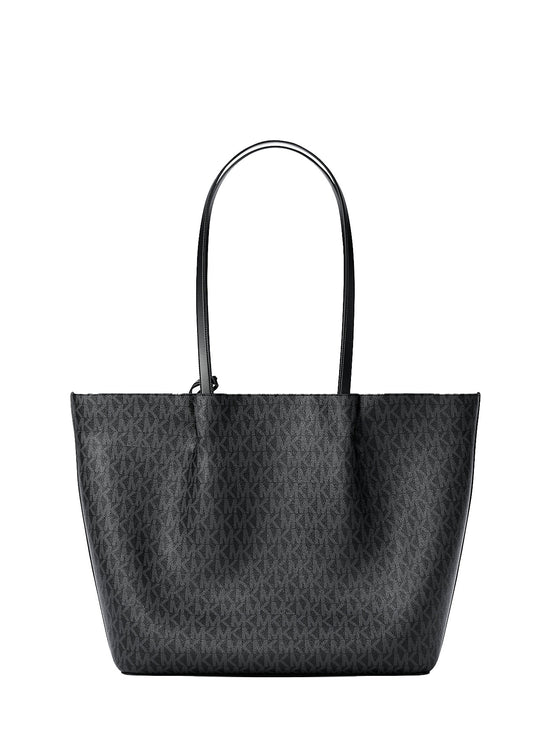 Michael Kors Women's Carson Large Signature Logo Tote Bag Black/Silver