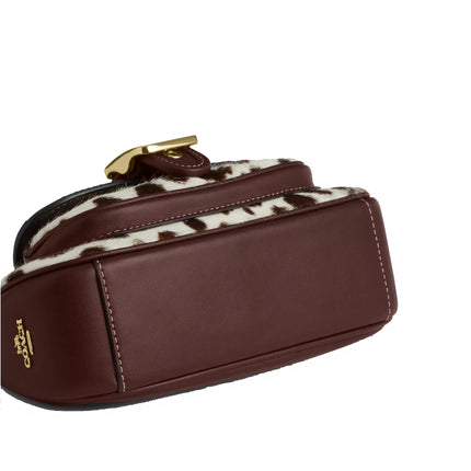 Coach Women's Ashton Mini Shoulder Bag In Haircalf Gold/Dark Brown Chalk