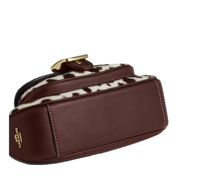 Coach Women's Ashton Mini Shoulder Bag In Haircalf Gold/Dark Brown Chalk
