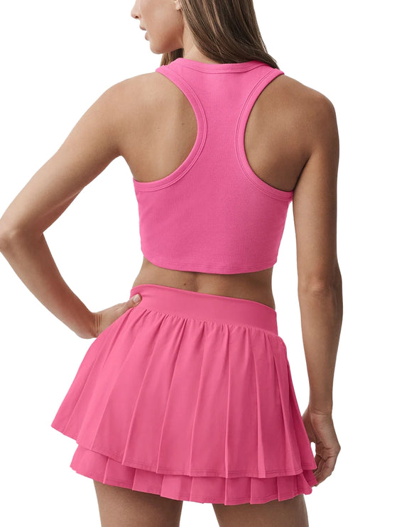 alo Women's Aspire Tank Paradise Pink/White