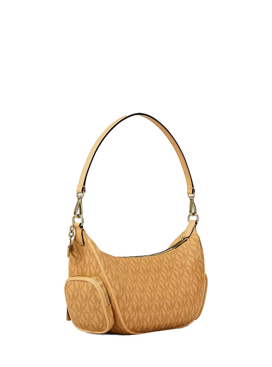 Michael Kors Women's Merritt Small Signature Logo Convertible Shoulder Bag Honeywheat/Gold