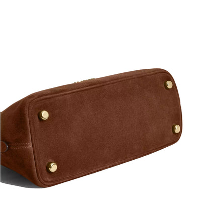 Coach Women's Lara Satchel Bag Suede/Gold/Warm Brown