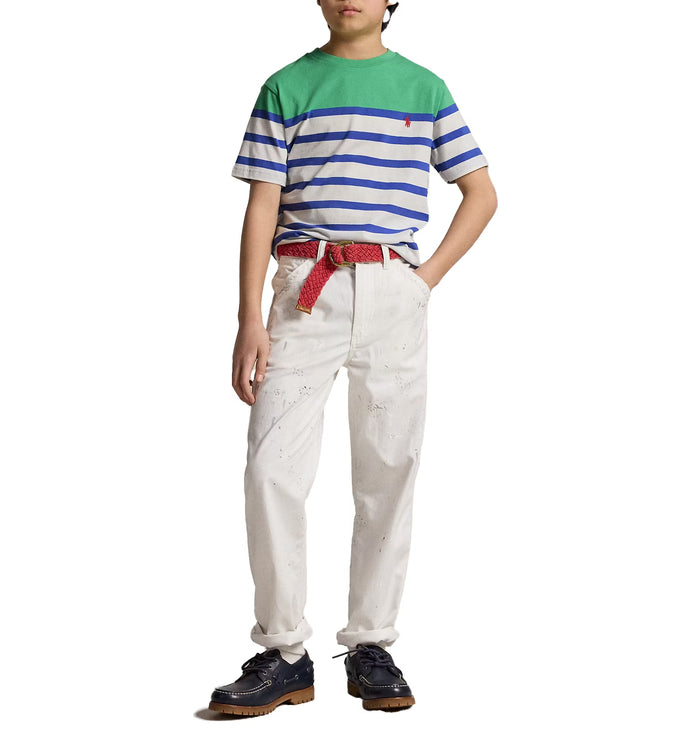 Polo Ralph Lauren Boy's Striped Cotton Jersey Tee Plato Green Multi
