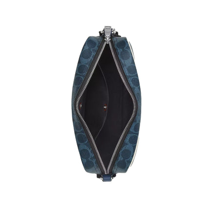 Coach Unisex Colton Crossbody Bag 25 In Signature Canvas With Coach Graphic Silver/Ink Blue
