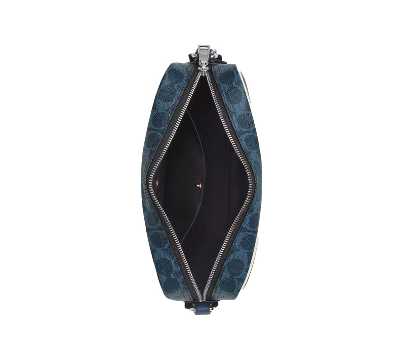 Coach Unisex Colton Crossbody Bag 25 In Signature Canvas With Coach Graphic Silver/Ink Blue