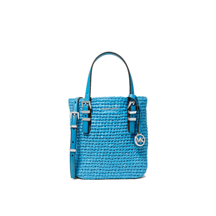 Michael Kors Women's Quinn Extra-Small Hand-Crocheted Crossbody Bag Milos Blue/Silver