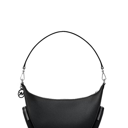 Michael Kors Women's Merritt Small Pebbled Leather Convertible Crossbody Bag Black/Silver